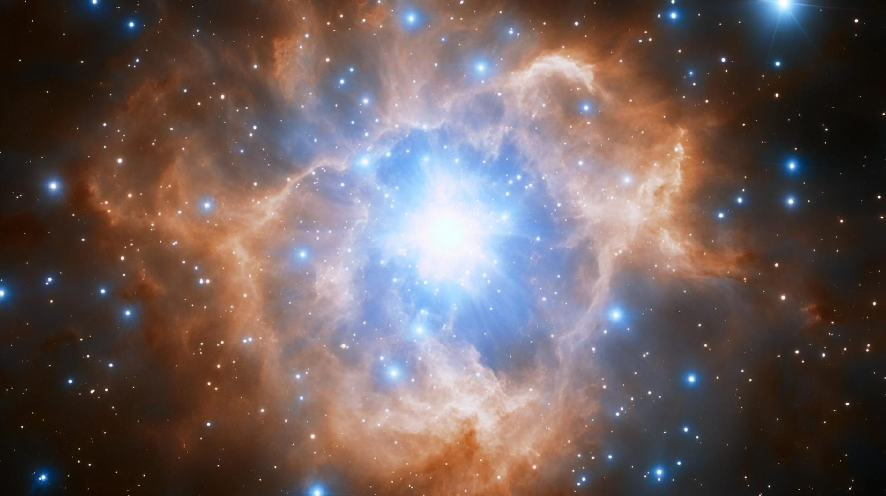 Nebulosa con estrellas brillantes y polvo cósmico en el espacio, símbolo del Nakshatra Śatabhiṣaj en la astrología védica